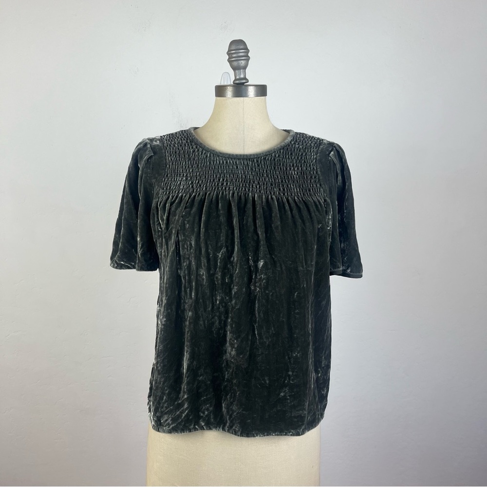 Rebecca Taylor Grey Velvet Smock Top